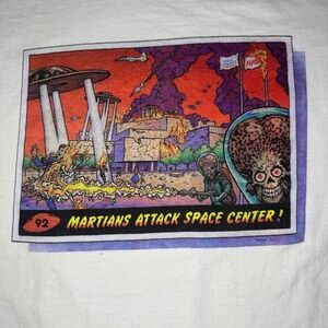 Vintage Mars Attack T Shirt Large Martians Space Center TCG Aliens Single Stitch